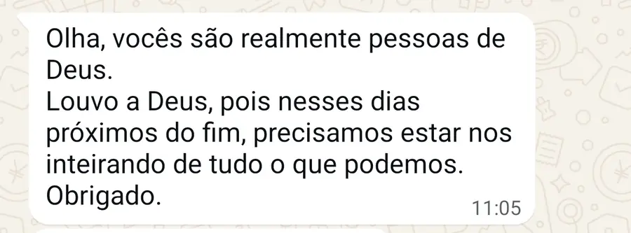 Depoimento de aluno enviado por mensagem